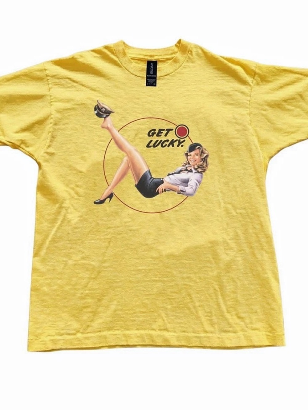 Gildan Yellow Lucky Girl Graphic Tee